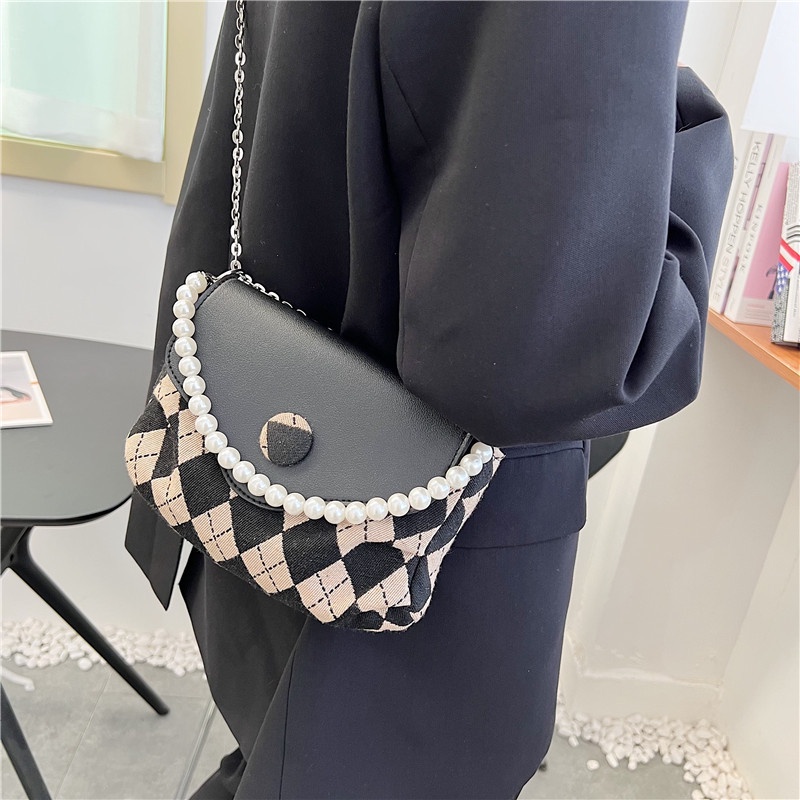 Túi Xách Đeo Vai Cỡ Nhỏ 2022 Họa Tiết Hình Thoi Đính Ngọc Trai Thời Trang Sang Trọng Cho Nữ