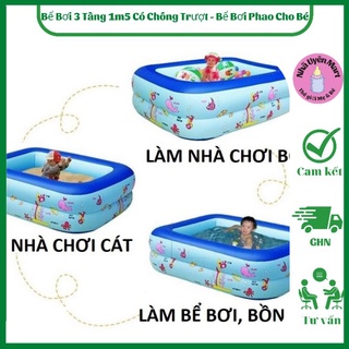 Bể bơi 3 tầng 1m5 có chống trượt - bể bơi phao cho bé