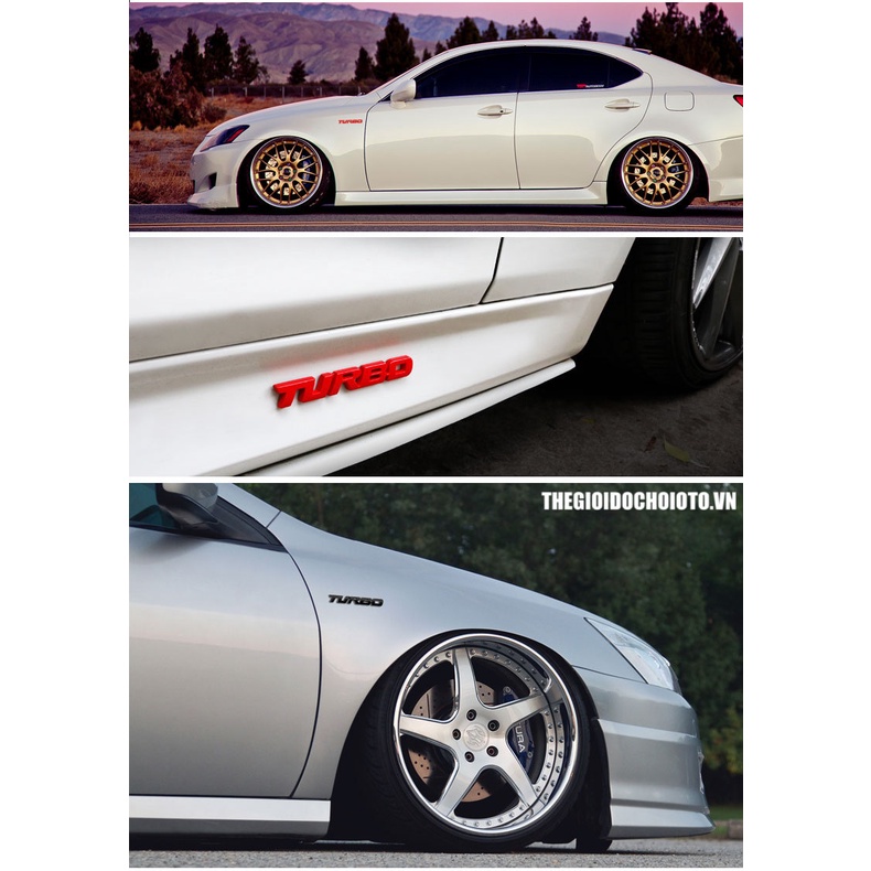 Tem tubor kim loại trang trí xe ô tô, xe hơi thể thao- chữ nổi dán xe oto