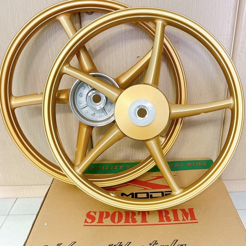 Mâm XMODE 5 Cây như RCB, Mâm 5 Cây Xmode gắn xe Wave bảng 1.4-.16 2 đùm Trước Sau, gắn như Zin. Màu Vàng Bao Nét