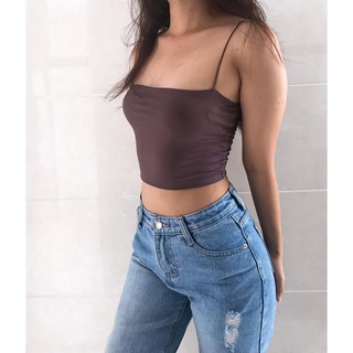 Áo hai dây sợi bún thun hai chiều croptop