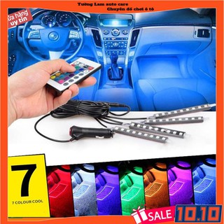 Đèn Led Gầm Ghế Ô Tô, xe hơi loại 12 Led có điều khiển từ xa, cảm ứng âm thanh nhấp nháy theo nhạc
