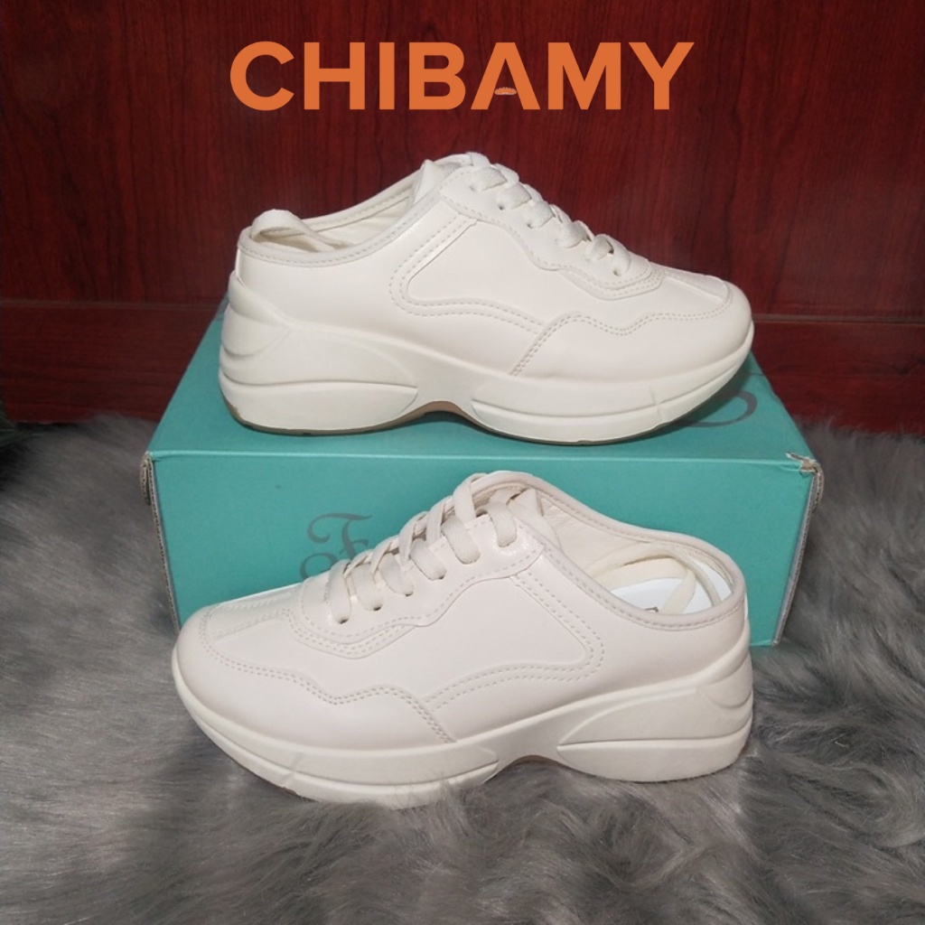 Sục thể thao nữ GC Trơn màu kem CHIBAMY, sục ullzang nữ độn đế 5cm form nhỏ