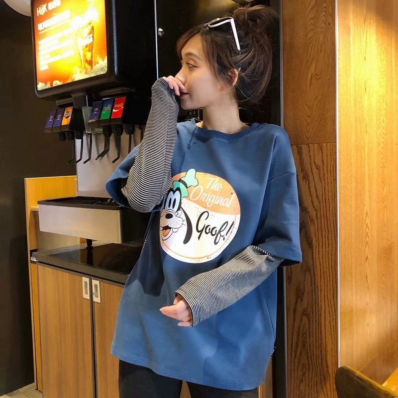 Áo thun dài tay giả hai lớp phong cách Hàn Quốc năng động trẻ trung