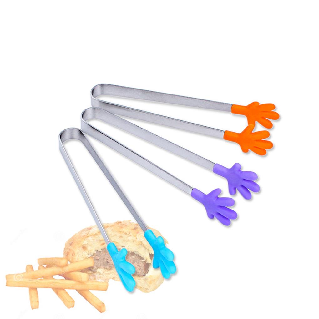 Kẹp Gắp Đá / Viên Kẹp Gắp Đồ Ăn Vặt Bằng Thép Không Gỉ Silicone Hình Bàn Tay kẹp gắp thức ăn