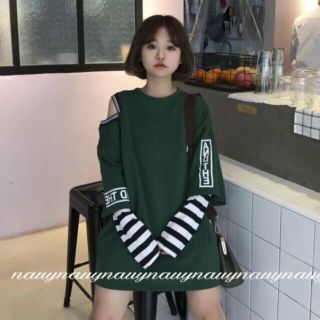 Áo tay dài phối sọc