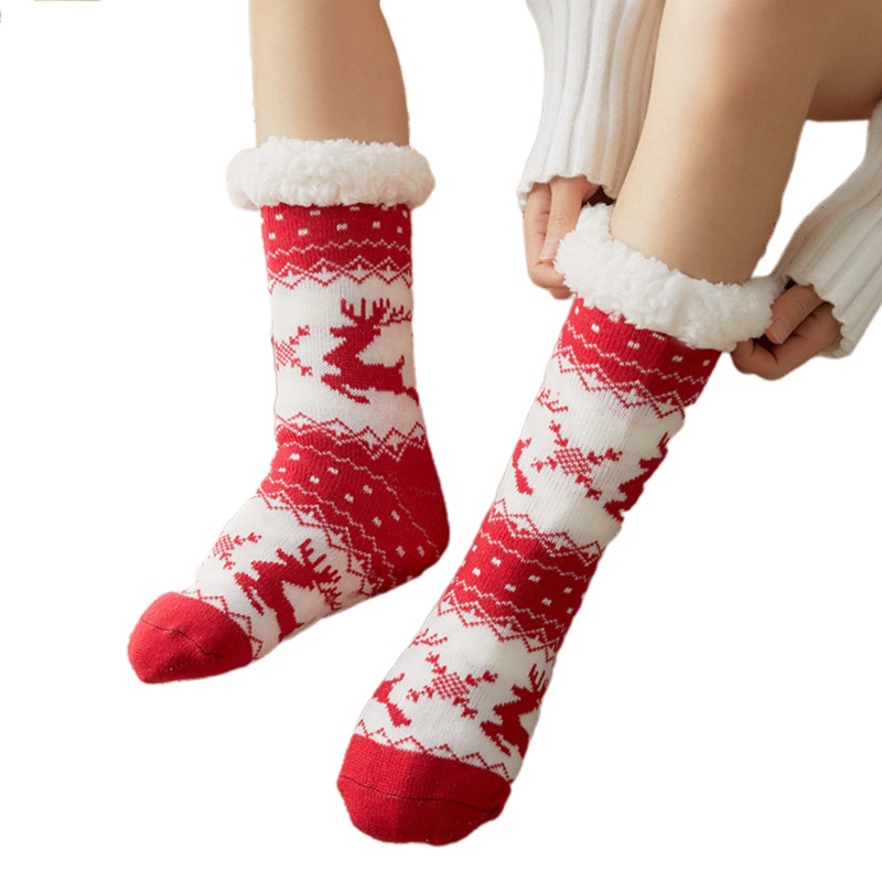 Youyo Vớ Lông Cừu Lót Xù In Hình Trái Tim Tuần Lộc Giáng Sinh Cho Nữ Wa