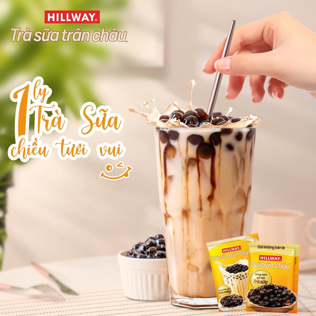 Trà sữa trân châu Hillway Hộp 8 gói x 22G chính hãng nguyên vị trà sữa truyền thống