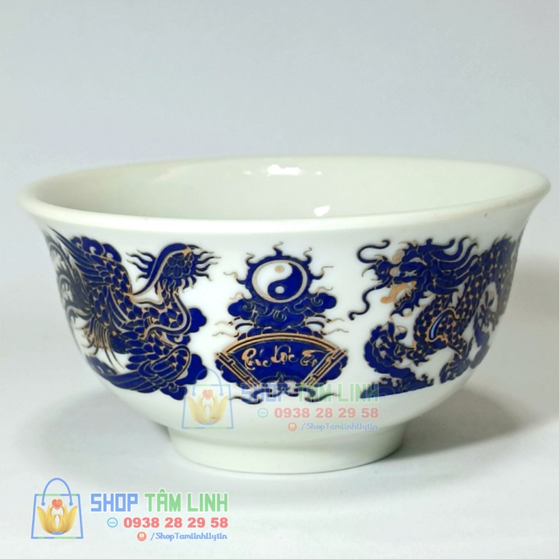 Bát thờ cúng gốm sứ Bát Tràng hoa văn rồng phượng chầu Phúc lộc thọ bày bàn thờ gia tiên đồ thờ shoptamlinh
