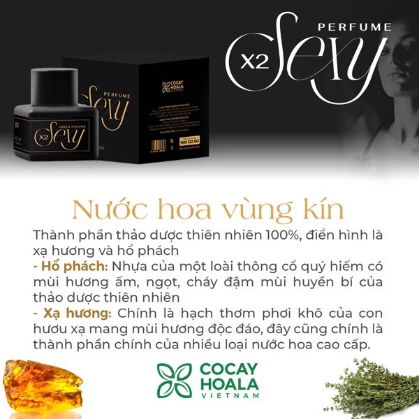 Nước hoa vùng kín X2 Sexy COCAYHOALA 5ml - khử mùi hôi, tạo hươn thơm tự nhiên, làm hồng và se khít vùng kín