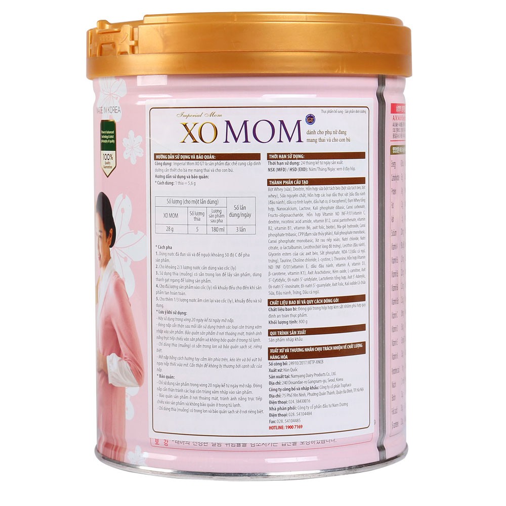 [CHÍNH HÃNG] Sữa Bột Namyang XO Mom Hộp 800g (Phụ nữ mang thai và cho con bú)