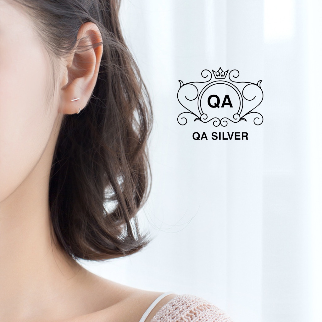 Khuyên tai bạc 925 móc chữ C thanh ngang bông nam nữ kẹp vành S925 MINI-PULL Silver Earrings QA SILVER EA190903