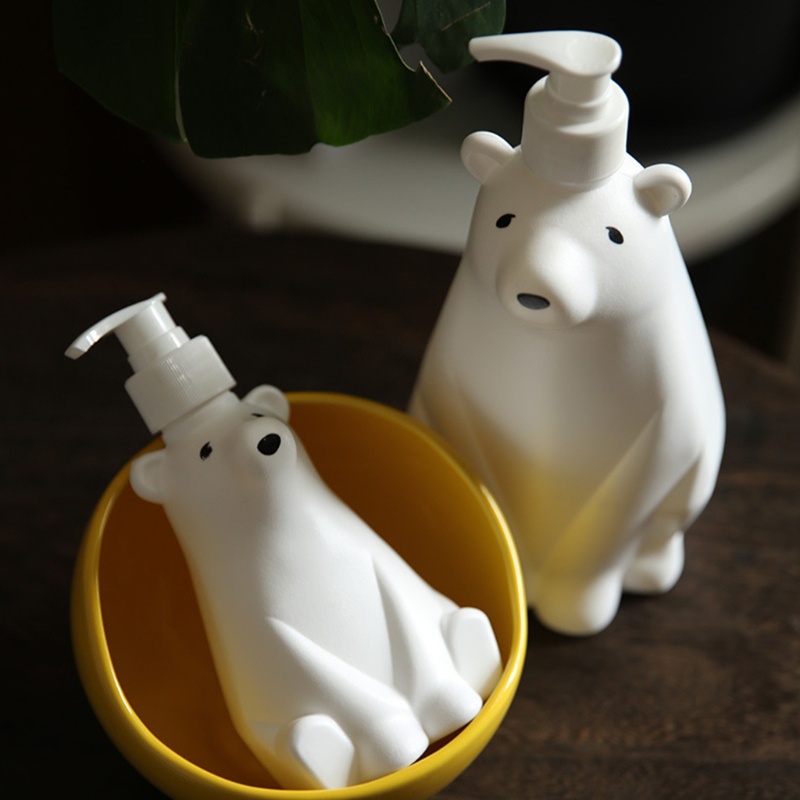 Bình Đựng Xà Phòng Rửa Tay Dạng Nhấn Hình Gấu Bắc Cực Dễ Thương Đa Năng