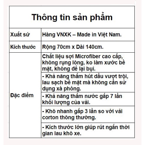 Khăn lau ô tô xe máy đa năng Microfiber không sổ lông siêu thấm hút vệ sinh nhà bếp bàn kính 70x140cm Nhật Bản Mart