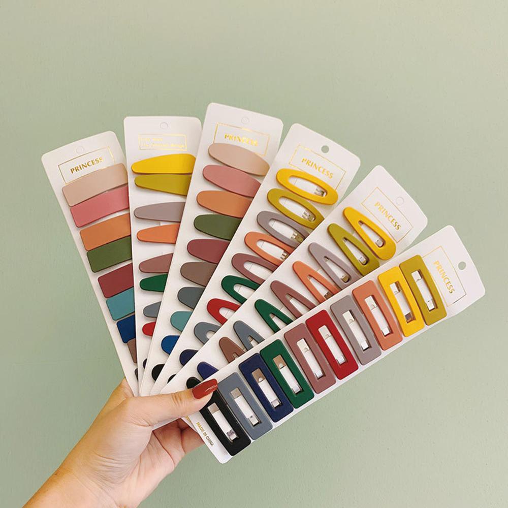 ESPO Set 10 Kẹp Tóc Màu Sắc Kẹo Ngọt Họa Tiết Hình Học Thời Trang