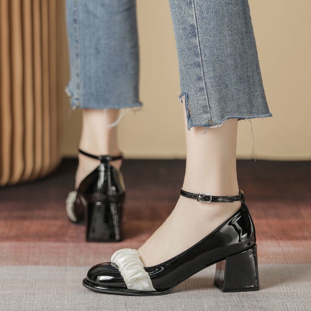 Giày Cao Gót Da Đế Dày Thanh Lịch Hợp Thời Trang Cho Nữ