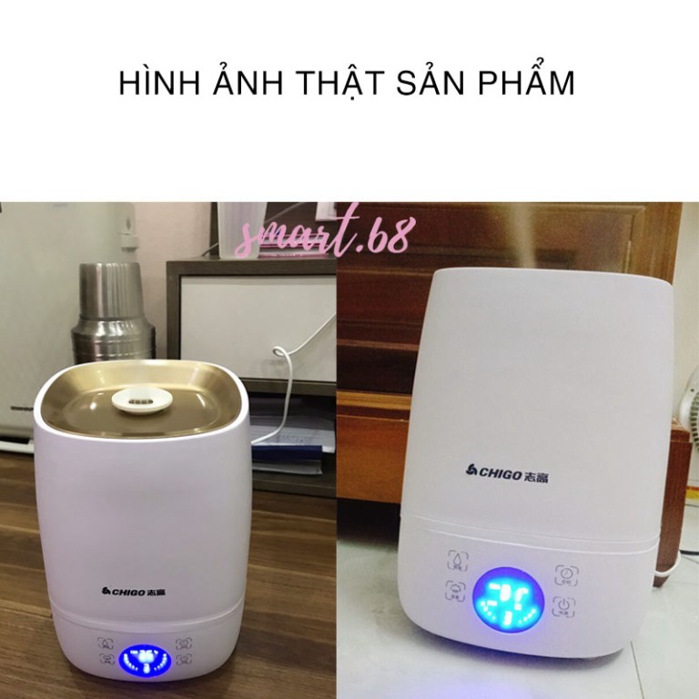 Máy Phun Sương Tạo Ẩm Chính hãng CHIGO - Máy Tạo Ẩm Dung Tích Lớn 4L, Ngắt Khi Hết Nước, Phun Sương Đều Công suất 30W