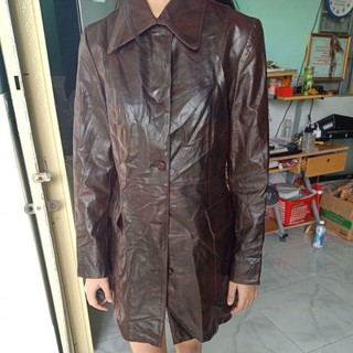 Áo da mộc dáng dài