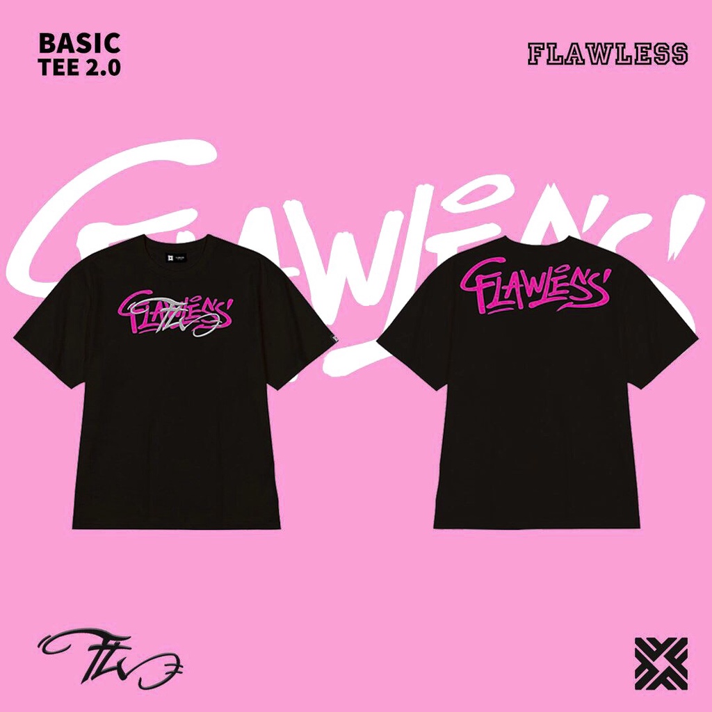 Áo thun nam nữ FLAWLESS - Basic tee 2.0 - Màu Đen, Nâu, Xanh lá, Xanh đá - In Lụa Kim Tuyến và Họa tiết thêu