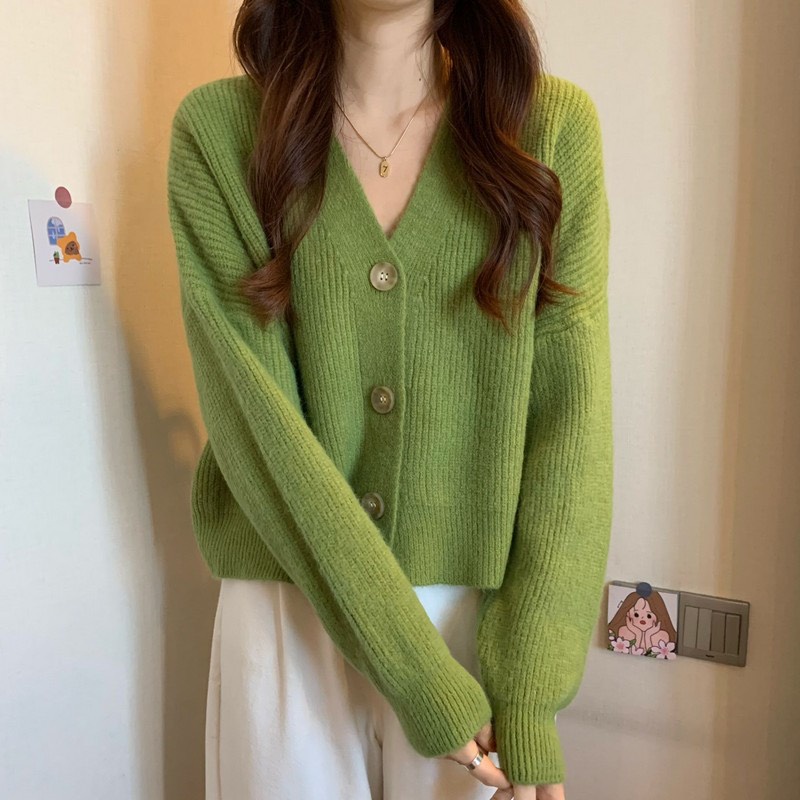 Áo cardigan trơn basic 4 màu len dệt kim dày dặn cực xinh