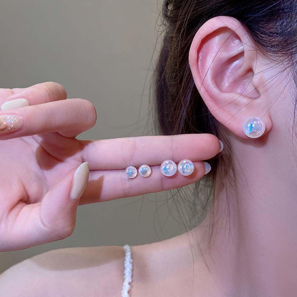 Bông Tai Đính Ngọc Trai Giả Màu Sắc Cổ Điển Thời Trang Hàn Quốc Cho Nữ