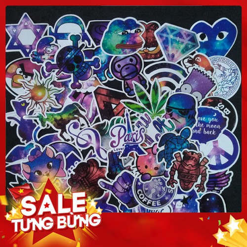 Bộ Sticker dán cao cấp chủ đề MÀU TÍM GALAXY - Dùng dán Xe, dán mũ bảo hiểm, dán Laptop... - Hàng nhập khẩu