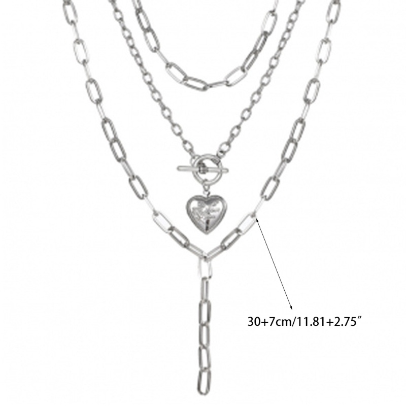 Vòng cổ choker nhiều lớp bằng kim loại mặt hình trái tim phong cách punk gothic dành cho nữ