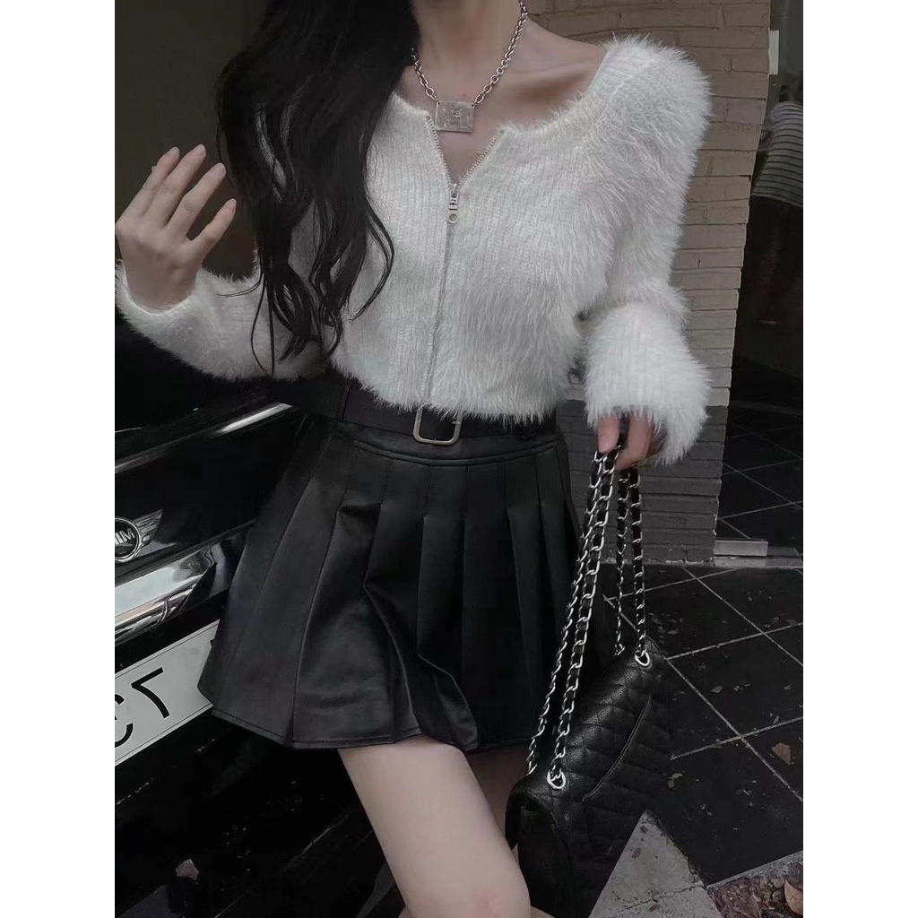 Áo Sweater Dệt Kim Lông Chồn Mềm Màu Trơn Thời Trang Mùa Thu Cho Nữ