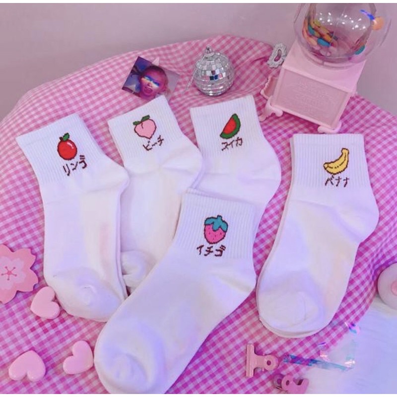 combo 5 đôi tất trái cây cổ trung dễ thương