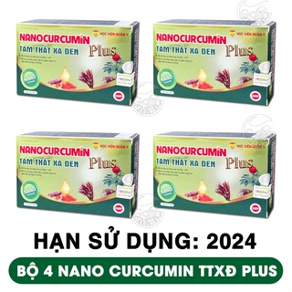 Bộ 4 hộp nano curcumin tam thất xạ đen plus Học Viện Quân Y 30 viên x4 giảm tác dụng phụ hóa trị xạ trị