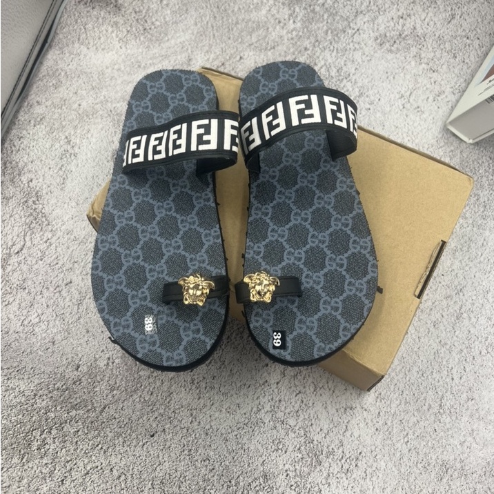 Dép xỏ ngón nam nữ đế gg xanh đen - sandal đồng nai