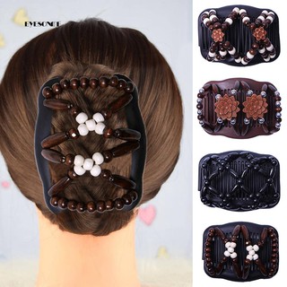 Lược cài tóc kết hạt gỗ 2 trong 1 xinh xắn dành cho nữ