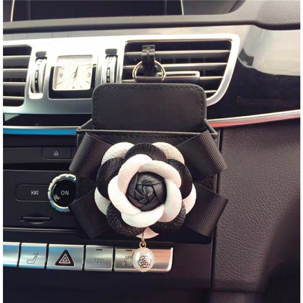 Bộ Phụ Kiện Trang Trí Ô Tô Đính Đá Hoa Trà Cao Cấp Sang Chảnh