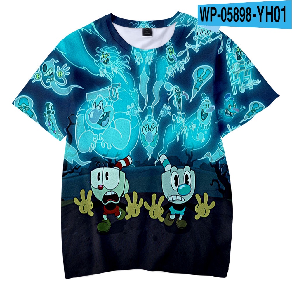 Áo Thun Ngắn Tay Dáng Rộng In Hình cuphead Phong Cách Âu Mỹ Giản Dị Dành Cho Trẻ Nhỏ Và Người Lớn
