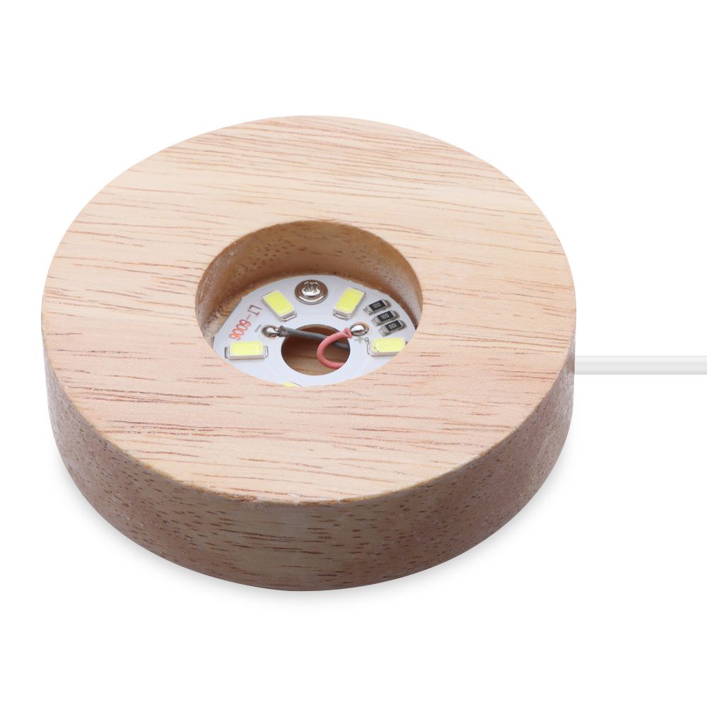 Đế Gỗ Tròn Có Đèn Led Thay Đổi Màu Sắc Độc Đáo Trang Trí Nhà Cửa