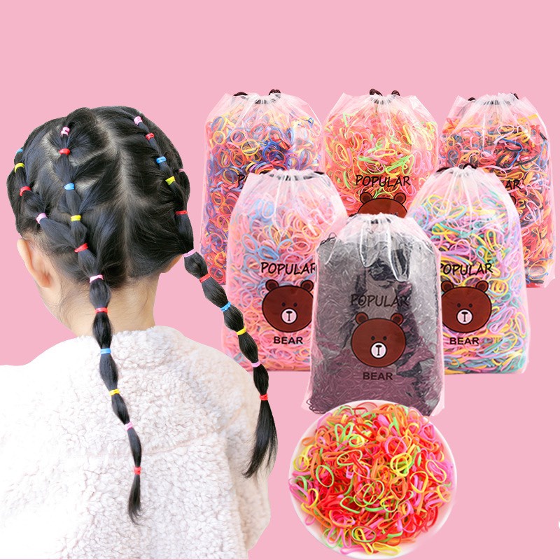 Sale !!! Túi Chun Buộc Tóc Bịch 4000 Chun Cho Bé Kèm Túi Gấu Cực Cute (SP001986 ) Shop Phúc Yến