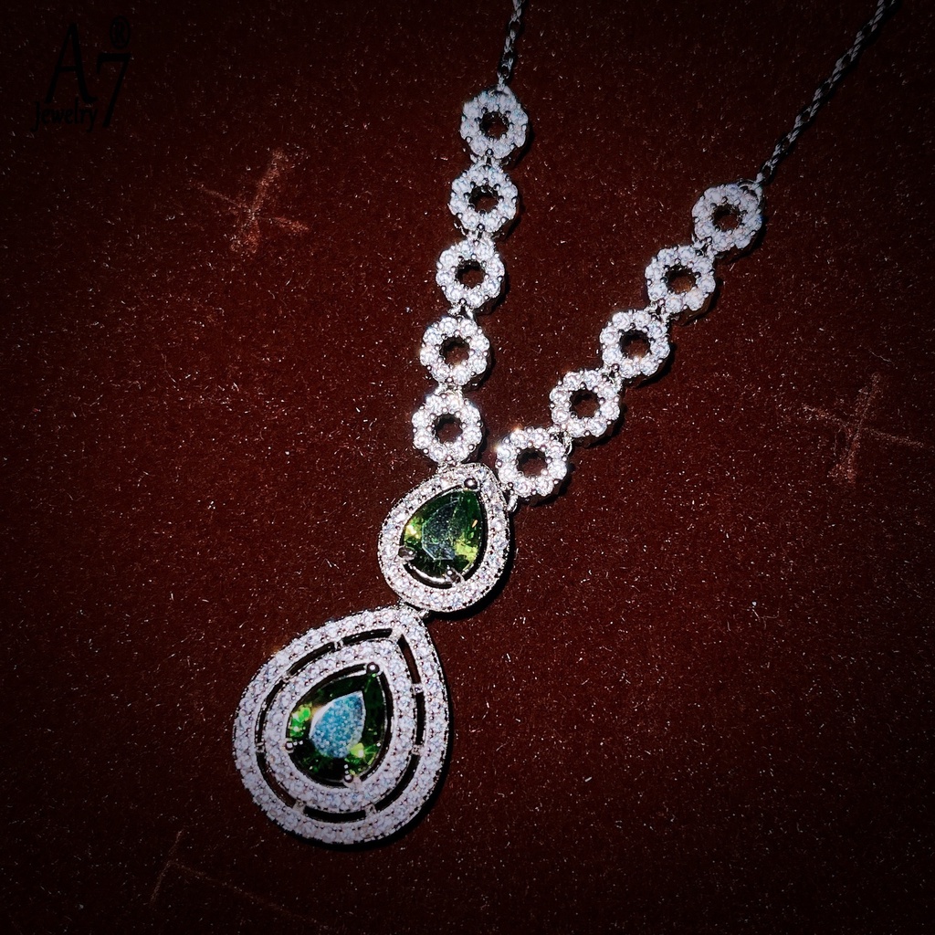 Bộ Trang Sức Đính Đá Màu Xanh Lá Sang Trọng A7