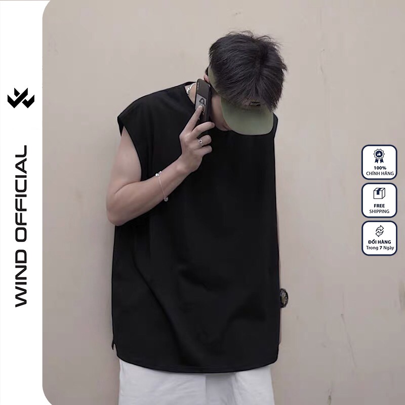 Áo thun ba lỗ WIND unisex form rộng sát nách Trơn thời trang nam nữ oversize ulzzang