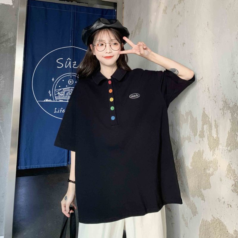 Áo Thun Polo Ngắn Tay Form Rộng Trẻ Trung Thời Trang Dành Cho Nữ | BigBuy360 - bigbuy360.vn