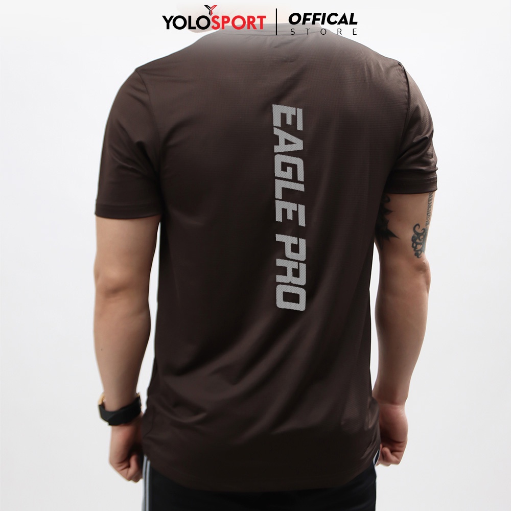 Áo Thun Thể Thao Nam Poly Caro In Eagle Pro Tập Gym Cổ Tròn Ngắn Tay Vải Thoáng Mát Co Giãn Nhiều Màu