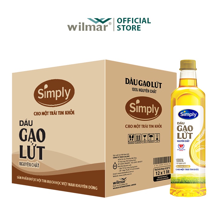 [Hỏa Tốc HCM] Thùng 12 Chai Dầu gạo lứt Simply 1L