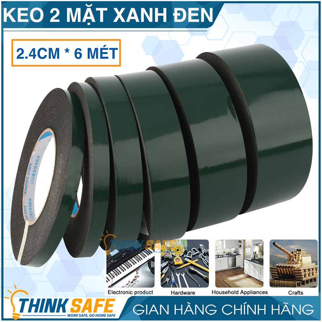 Băng keo xốp 2 mặt bản 2,4cm keo dính chắc chắn, bền và dai khi kéo, dán được trên nhiều bề mặt