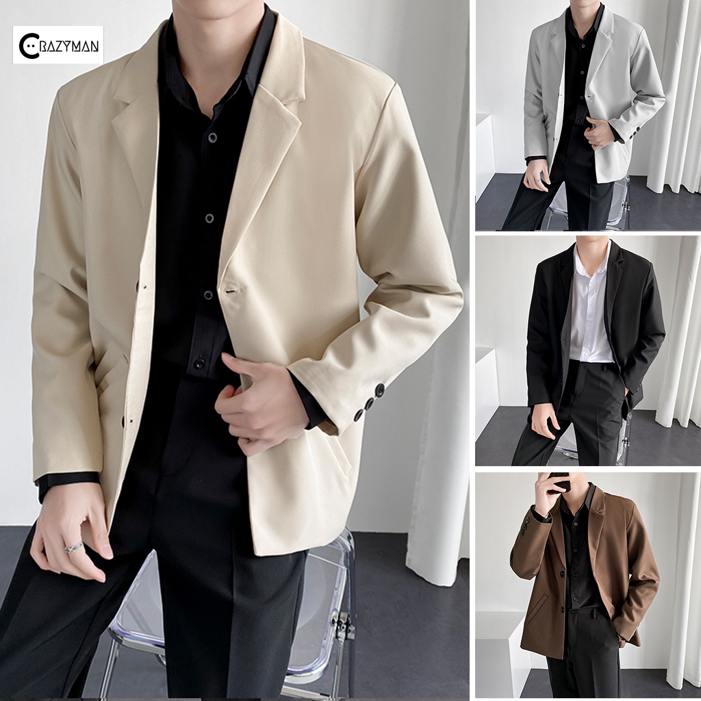 Áo Blazer Nam Form Rộng, Áo Khoác Blazer Nam Kiểu Dáng Thời Trang Hàn Quốc  Basic | Shopee Việt Nam