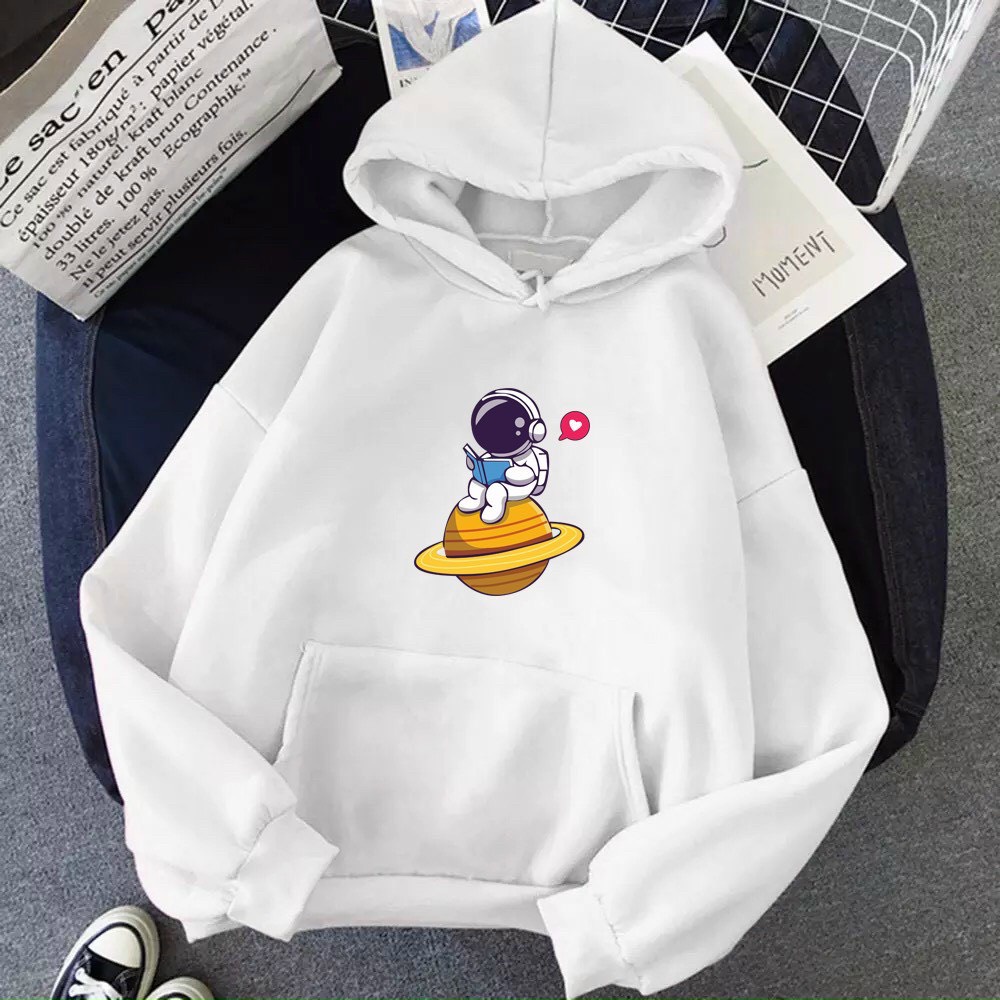 [FREESHIP ĐƠN TỪ 50K]  Áo hoodie nam nữ Phi Hành Gia đọc sách