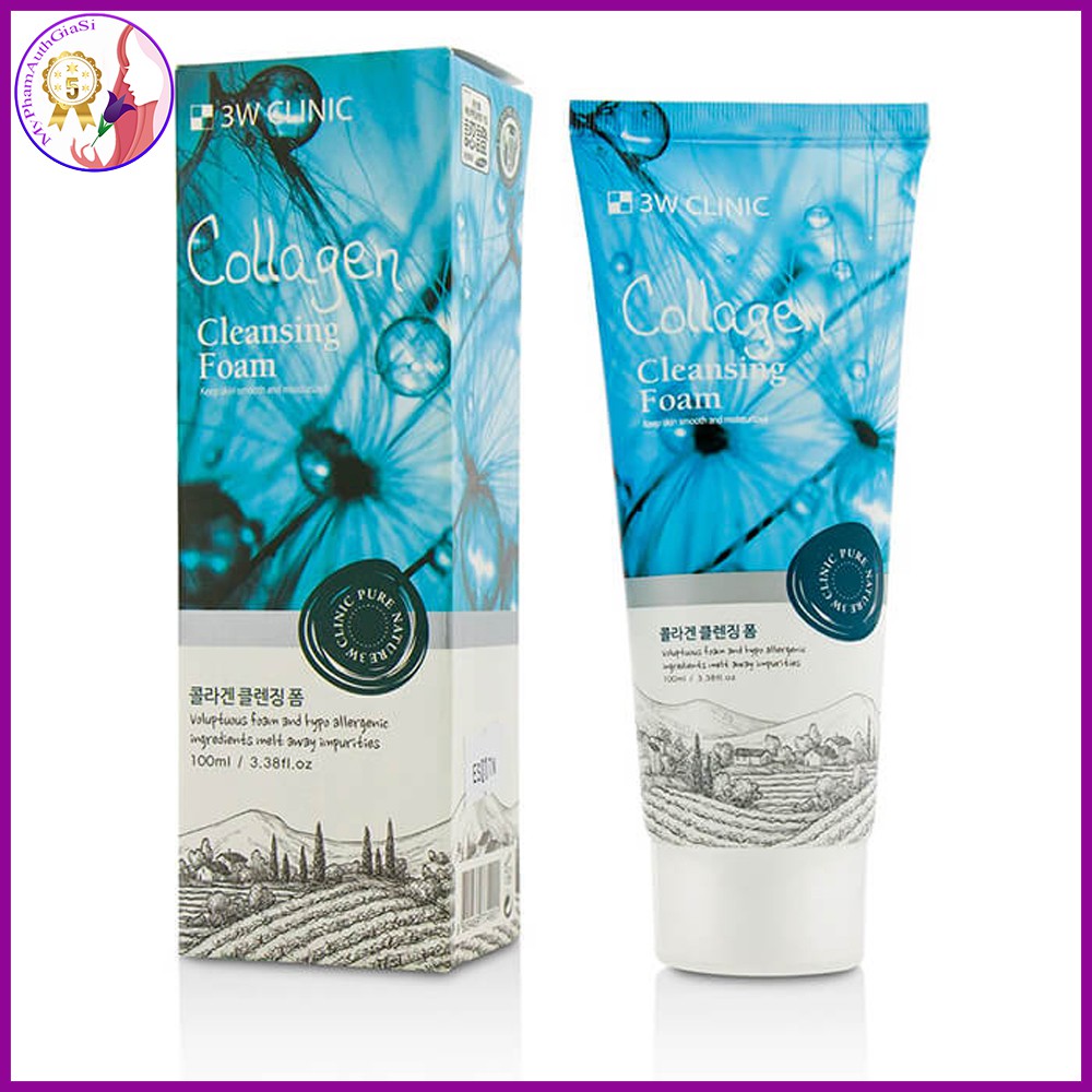 Sữa rửa mặt 3W Clinic tinh chất collagen giúp da căng mịn và làm sáng da 100ml Hàn Quốc