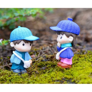[TIỂU CẢNH TRANG TRÍ] Mẫu mô hình bé trai và bé gái trang trí cây sen đá, xương rồng, cây cảnh (1 bé)