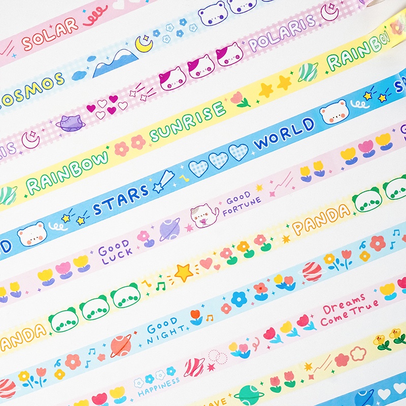 Cuộn băng keo dán trang trí washi DIY họa tiết động vật hoạt hình 12 mẫu tùy chọn đáng yêu