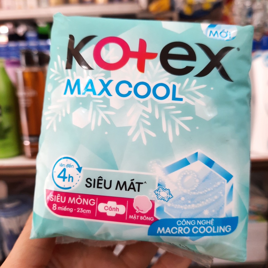 Băng Vệ Sinh Kotex Max Cool Siêu Mỏng Cánh 8 Miếng 23 Cm