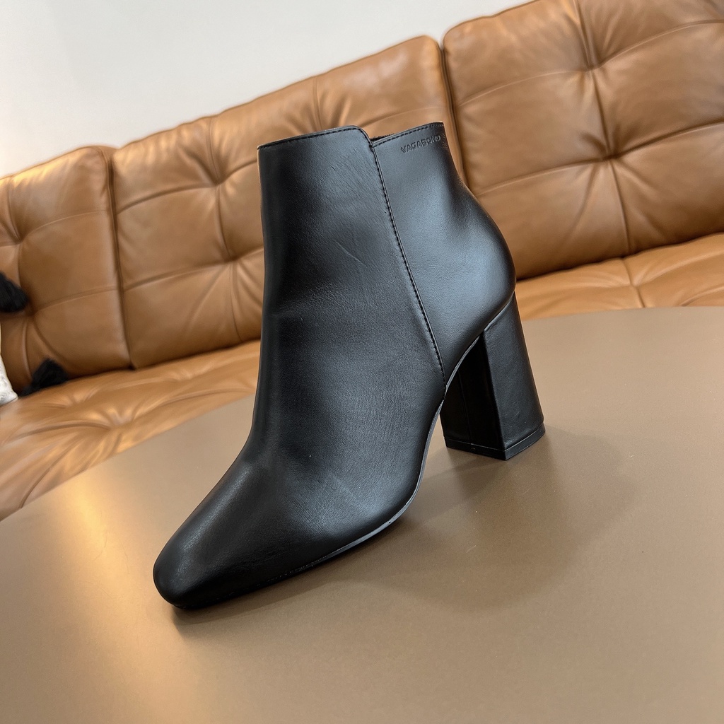 Giầy Bốt Nữ Da Thật Gót Trụ Cao 7cm Mũi Vuông VNXK