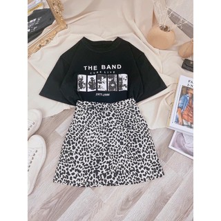 Set chân váy beo + áo pull